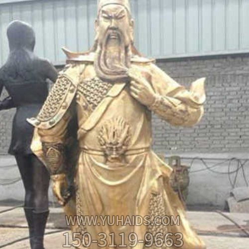 鑄銅關(guān)公戶外園林武財神雕塑擺件