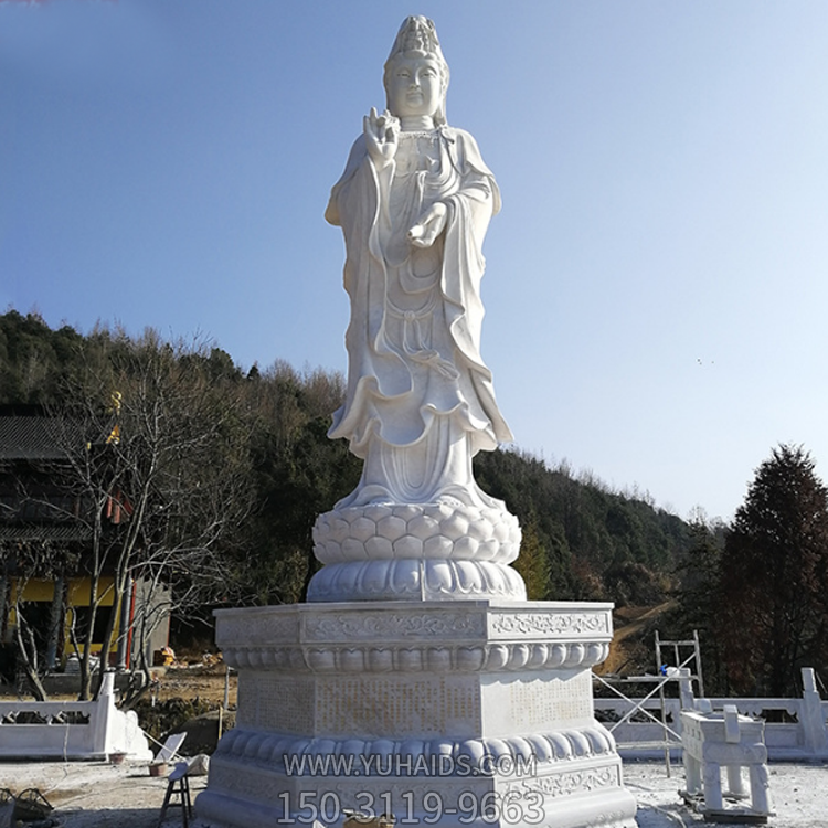 觀音佛像，漢白玉滴水觀音石雕石像雕塑