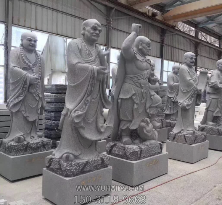 十八羅漢系列佛像，花崗巖18羅漢像雕塑