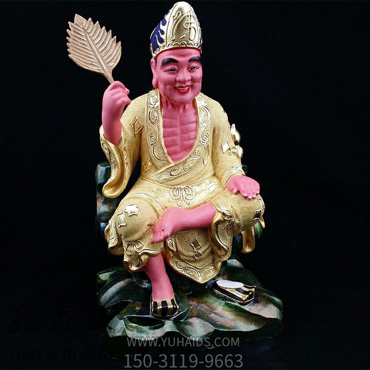 玻璃鋼樹(shù)脂彩繪降龍佛像濟(jì)公雕塑