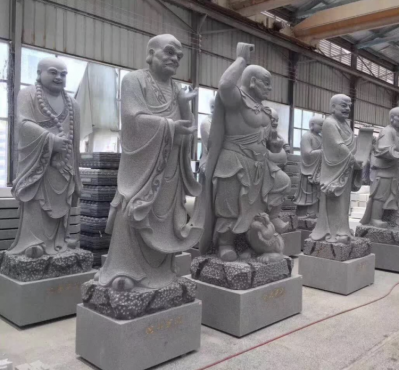 十八羅漢系列佛像，花崗巖18羅漢像