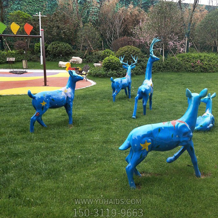 梅花鹿，公園草坪裝飾動(dòng)物擺件雕塑