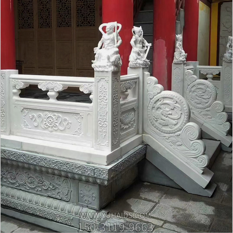 寺廟欄桿圍欄，漢白玉雕花欄板雕塑