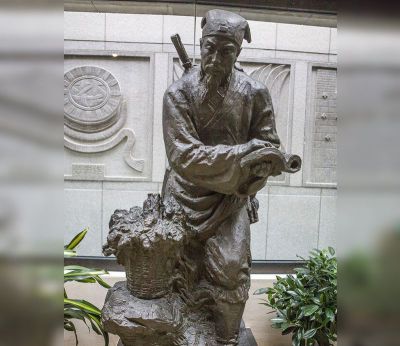 庭院園林擺放鑄銅浮雕醫(yī)學家李時珍青銅雕
