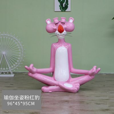 公園、商廈卡通粉紅豹玻璃鋼彩繪創(chuàng)意雕塑