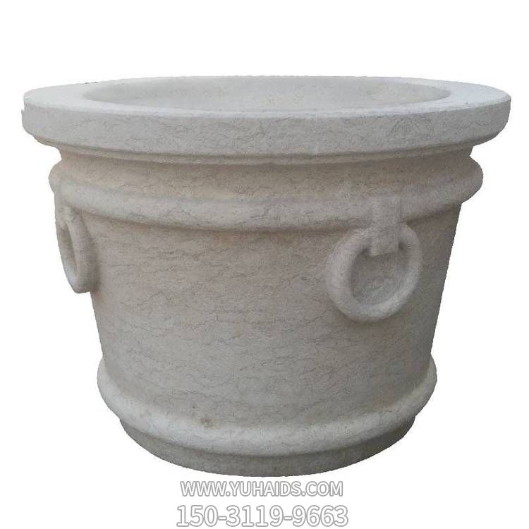 別墅裝飾擺放仿古仿砂巖花缽魚(yú)缸擺件雕塑