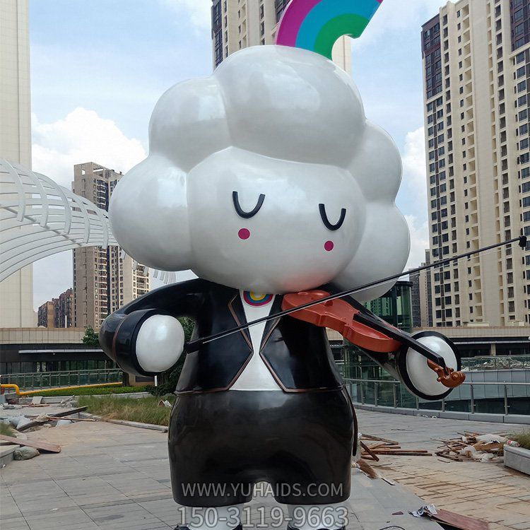 戶(hù)外園林玻璃鋼演奏樂(lè)器的卡通人物雕塑