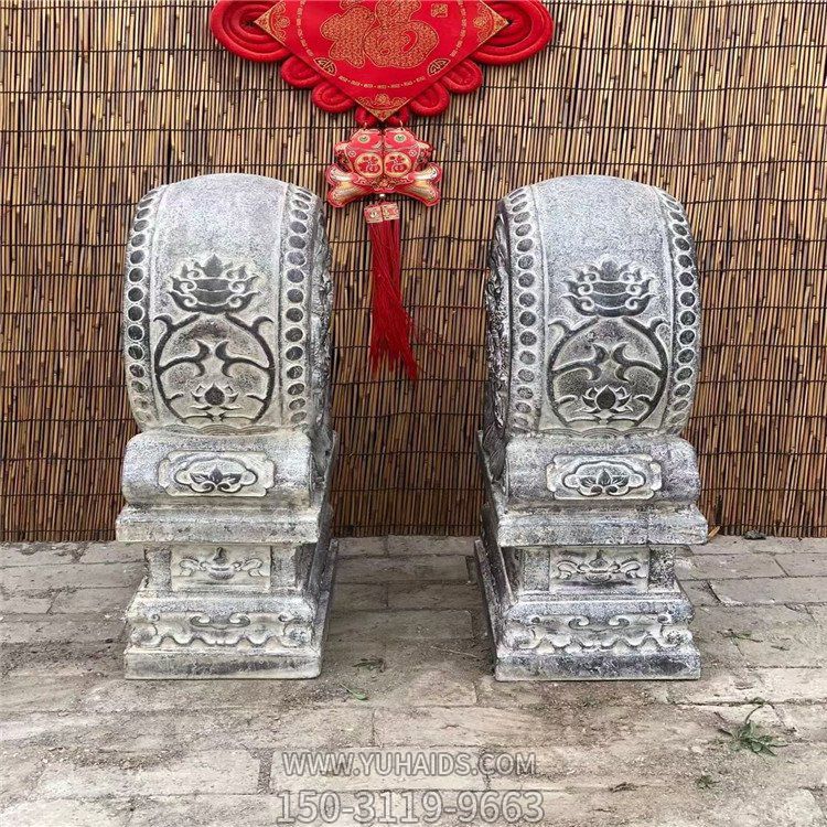 青石仿古抱鼓石，大理石古建大門門墩雕塑
