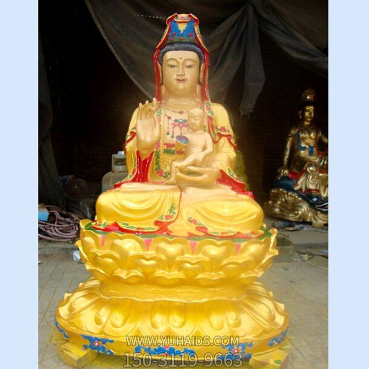 寺廟擺放鎏金貼金觀(guān)音銅雕佛像雕塑
