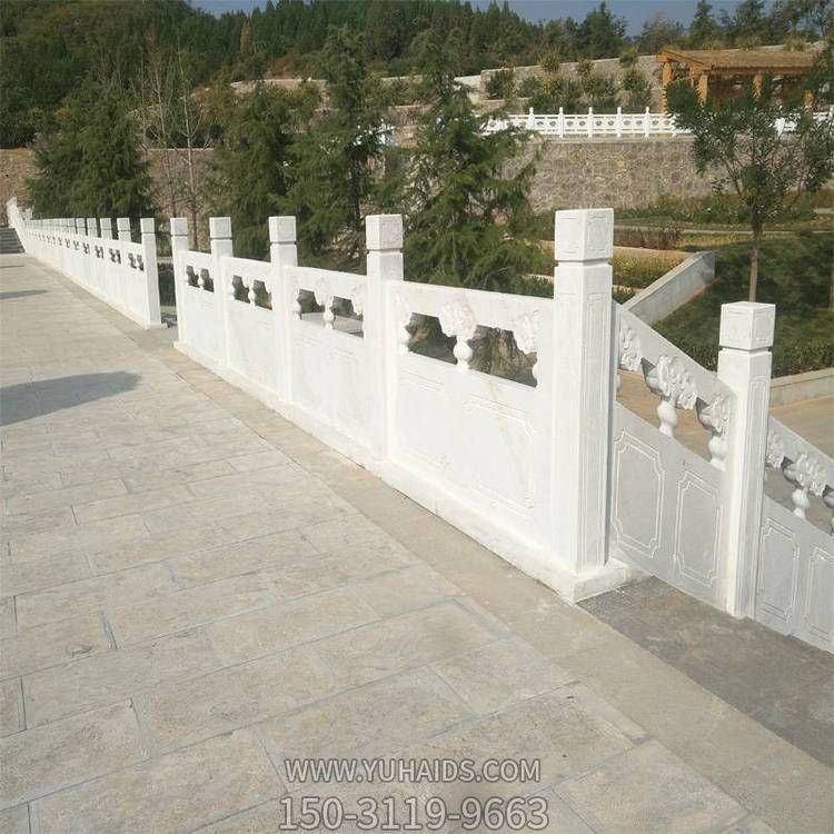 景點戶外臺階裝飾漢白玉防護(hù)圍欄欄板雕塑