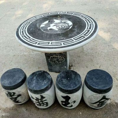 金玉滿(mǎn)堂青石石雕圓桌凳