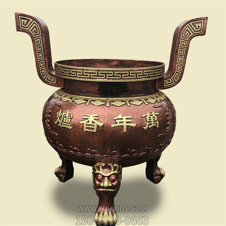 家用銅雕上香祈福鼎，香爐雕塑