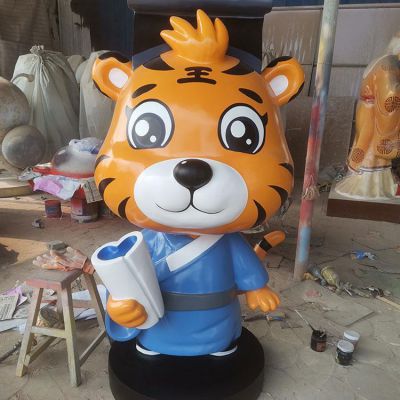 卡通老虎，玻璃鋼老虎雕塑擺件