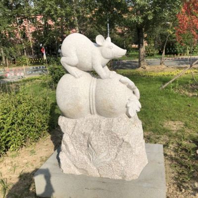 老鼠，十二生肖動物石雕擺件