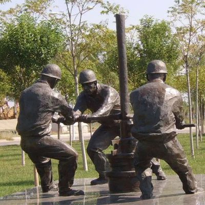 鉆井，民俗生活人物銅雕場景雕塑