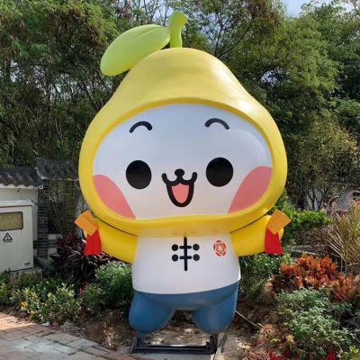 玻璃鋼鴨梨公仔，卡通植物公仔雕塑
