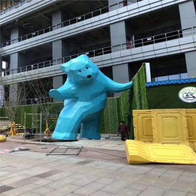 商場(chǎng)大廈戶外玻璃鋼卡通幾何大型熊雕塑
