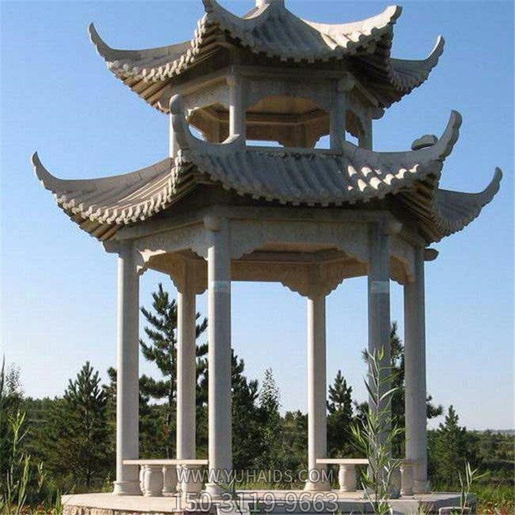 景觀裝飾石涼亭 仿古做舊 中式戶(hù)外 涼亭雕塑