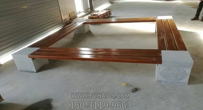 公園戶外石凳子防腐木石墩坐凳用于樹(shù)坑圍圈大理石長(zhǎng)椅子雕塑