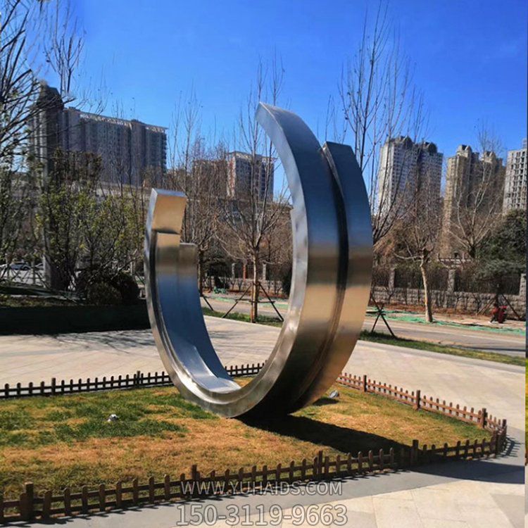 戶(hù)外廣場(chǎng)不銹鋼抽象圓環(huán)雕塑