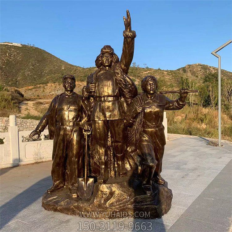 景區(qū)園林玻璃鋼仿銅八路軍戰(zhàn)士人物景觀(guān)雕塑