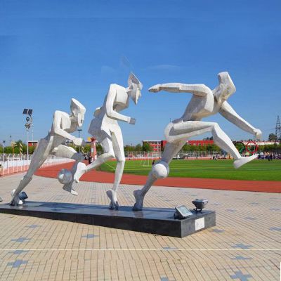 踢球，不銹鋼網(wǎng)格運(yùn)動(dòng)人物景觀雕塑