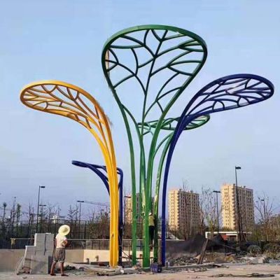不銹鋼鏤空戶(hù)外園林景觀(guān)植物雕塑擺件
