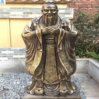 鑄銅孔子雕塑，純黃銅鑄造的歷史名人銅像