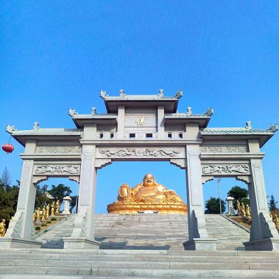 佛教寺廟景觀擺放新中式三門(mén)石雕牌坊