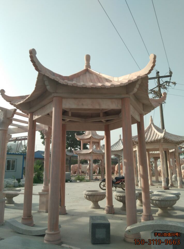 晚霞紅單層、單檐、加厚、六角涼亭